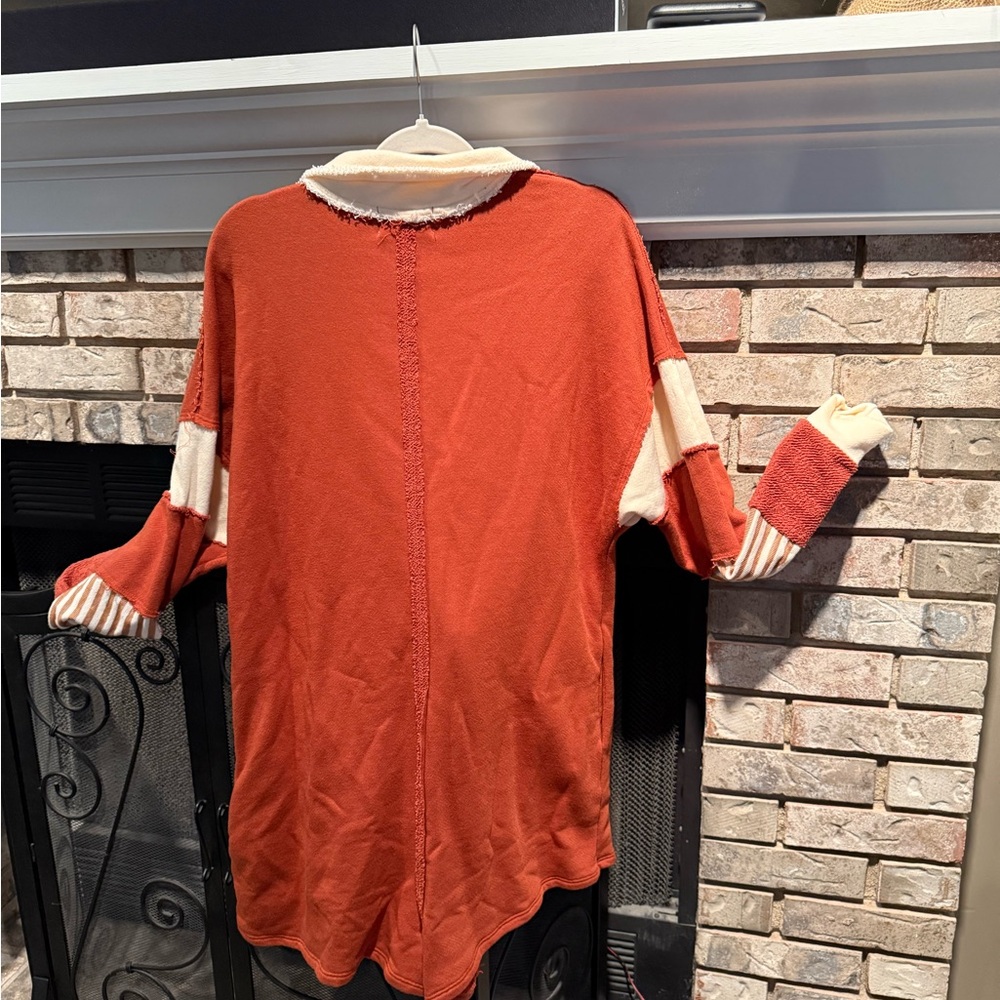 Bucket List long sleeve knit romper, brown/ivory, size Large, EUC - Picture 4 of 6